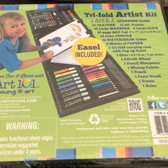 Art kit Tri-fold new 98 pieces ages 6+ easel - Picture 2 of 3
